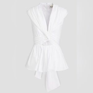 TOVE Leila Twist-Front Cutout Cotton-Poplin Top